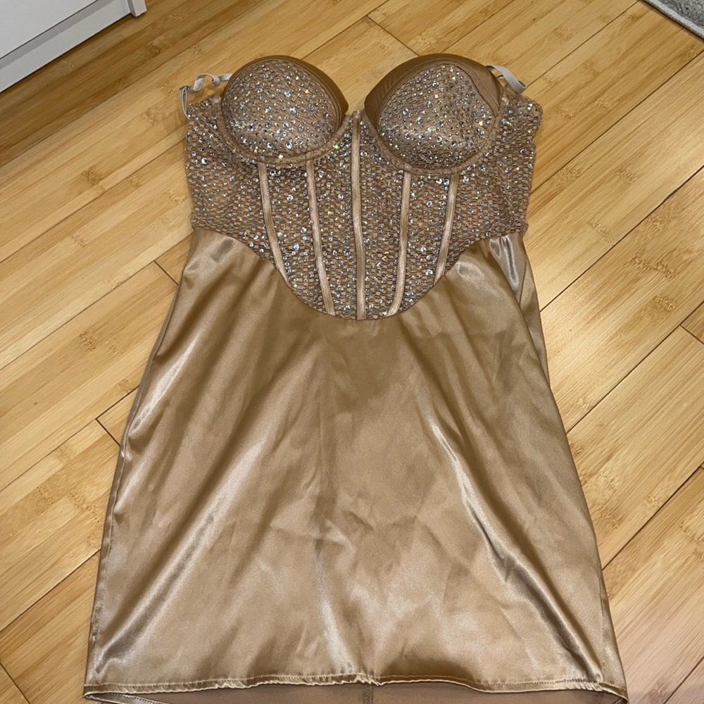 Gorgeous embellished rhinestone mini dress with adjustable straps